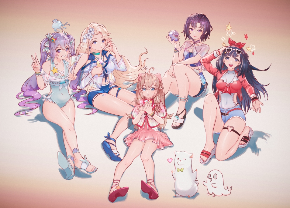 The picture manifests Asoul team, which is a typical represent of Chinese ACG industry, especially in the field of Virtual Singer(or "Vtuber").